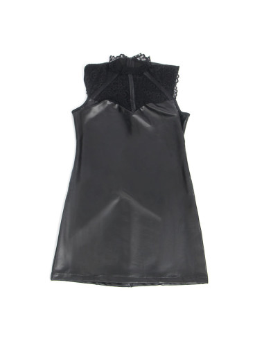 SUBBLIME - 957544 LACE COLLAR LEATHER DRESS BLACK S-M