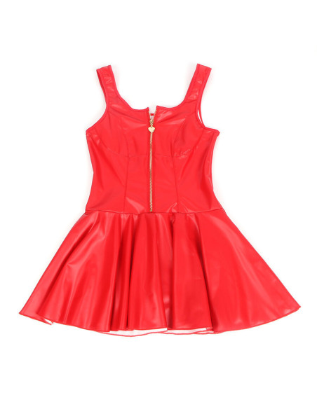SUBBLIME - 957681 HEART ZIPPER LEATHER DRESS RED S-M