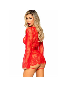 LEG AVENUE - 86123 TEDDY GARTER ROBE SET RED SIZE S 2