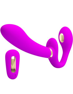 PRETTY LOVE - THUNDERBIRD DOUBLE STRAP-ON VIBRATOR REMOTE CONTROL PURPLE