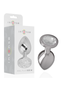 INTENSE - ALUMINUM METAL ANAL PLUG WITH SILVER CRYSTAL SIZE M
