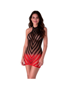 PASSION - BS117 BLACK AND RED GRADIENT BODYSTOCKING DRESS