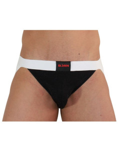 BURN - 004 JOCK SHINY BLACK - WHITE S