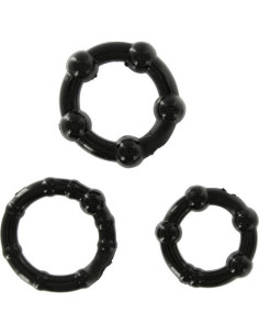 SEVEN CREATIONS - SET OF THREE BLACK PENIS RINGS