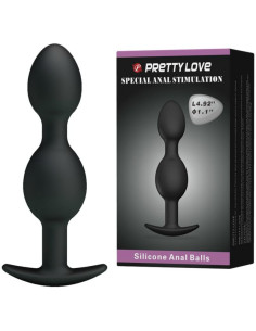 PRETTY LOVE – silikoniniai analiniai kamuoliukai 12,5 cm, juodi 2