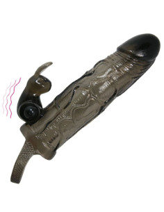 BAILE - BRAVE MAN PENIS COVER WITH RABBIT BLACK 16.5 CM