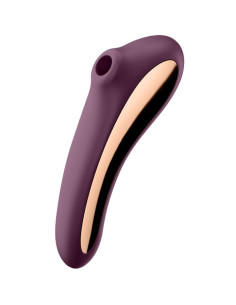 SATISFYER - Dvigubo bučinio oro impulsinis vibratorius vyno raudonumo spalvos