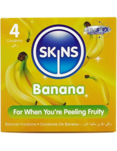 SKINS - BANANŲ PREMIUM PREZERVATYVŲ PAKUOTĖ, 4 vnt.