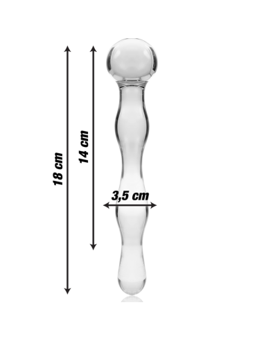 NEBULA SERIES BY IBIZA – 13 modelio dildo, borosilikatinis stiklas, skaidrus, 18 cm, storis – 3,5 cm
