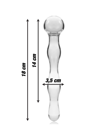 NEBULA SERIES BY IBIZA – 13 modelio dildo, borosilikatinis stiklas, skaidrus, 18 cm, storis – 3,5 cm