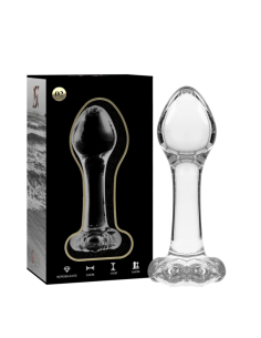 NEBULA SERIES BY IBIZA - MODEL 2 ANAL PLUG BOROSILICATE GLASS CLEAR 11 CM -O- 3.5 CM