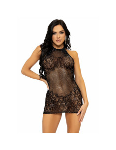 LEG AVENUE - RHINESTONE HALTER MINI DRESS ONE SIZE - BLACK