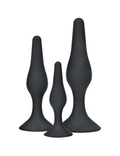 TOYJOY - Analiniai žaislai Curvy Companions analiniai kamšteliai, 3 dalys, juodi