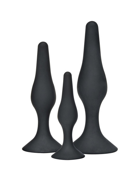 TOYJOY - Analiniai žaislai Curvy Companions analiniai kamšteliai, 3 dalys, juodi