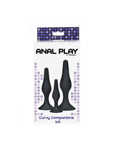 TOYJOY - Analiniai žaislai Curvy Companions analiniai kamšteliai, 3 dalys, juodi