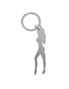 DIABLO PICANTE - KEYRING WITH FEMALE SILHOUETTE IN SILVER COLOR WITH BEER OPENER