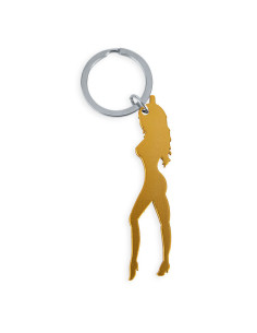 DIABLO PICANTE - KEYRING WITH FEMALE SILHOUETTE IN GOLD COLOR WITH BEER OPENER