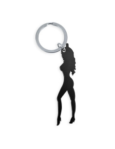 DIABLO PICANTE - KEYRING WITH FEMALE SILHOUETTE IN BLACK COLOR WITH BEER OPENER