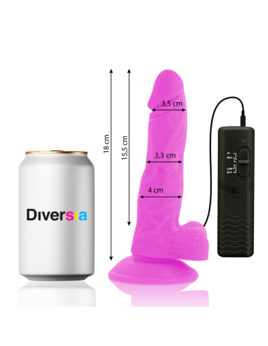 DIVERSIA - FLEXIBLE VIBRATING DILDO PURPLE 18 CM -O- 4 CM