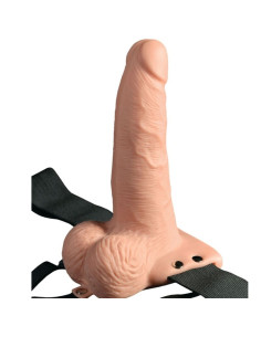 FETISH FANTASY SERIES - ADJUSTABLE HARNESS REMOTE CONTROL REALISTIC PENIS WITH RECHARGEABLE TESTICLES AND VIBRATOR 15 CM 2