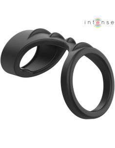 INTENSE - THEO DOUBLE SILICONE PENIS RING BLACK MODEL 3
