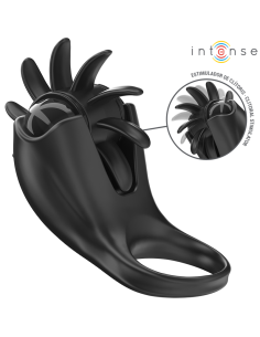 INTENSE - MABEL VIBRATING RING 10 VIBRATIONS WITH CLITORIS STIMULATOR BLACK
