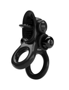 PRETTY LOVE - PASSIONATE RING DOUBLE VIBRATING RING CLITORIS STIMULATOR BLACK