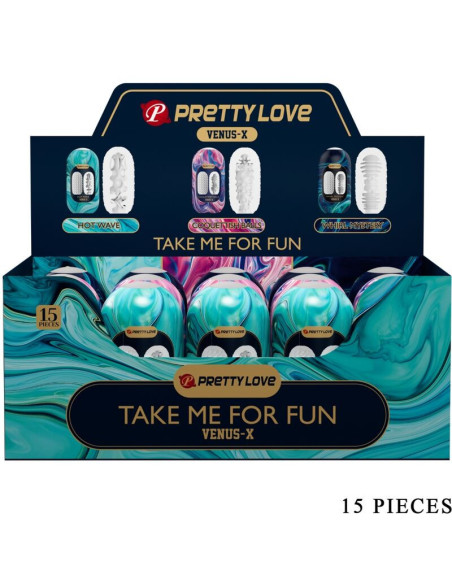 PRETTY LOVE – „Venus X 15“ silikoniniai vyriški masturbatoriai, balti