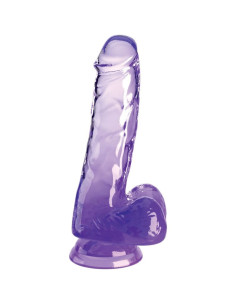 KING COCK - SKAIDRUS REALISTIŠKAS PENIS SU KIEKVIENIAIS 13,5 CM VIOLETINIS