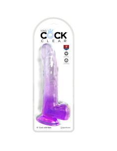 KING COCK - CLEAR DILDO WITH TESTICLES 20.3 CM PURPLE 2