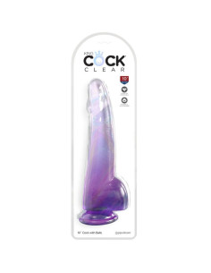 KING COCK - CLEAR DILDO WITH TESTICLES 19 CM PURPLE 2