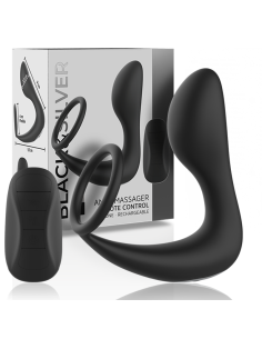 BLACKandSILVER - REMOTE CONTROL ANAL MASSAGER RECHARGEABLE SILICONE BLACK