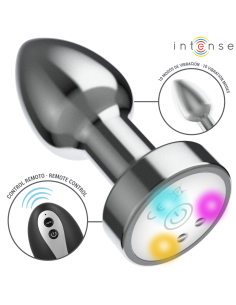 INTENSE - VIBRATING METAL ANAL PLUG WITH LED LIGHTS AND REMOTE CONTROL - SIZE S 2
