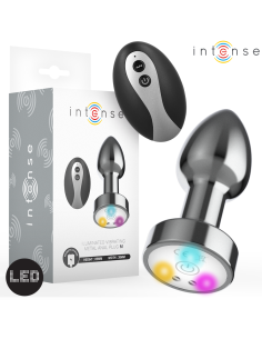 INTENSE - VIBRATING METAL ANAL PLUG WITH LED LIGHTS AND REMOTE CONTROL - SIZE M