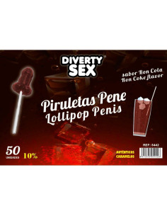 DIABLO GOLOSO - 50 PENIS LOLLIPOPS RON COLA SKONIO 10 ALKOHOLIO