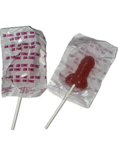 DIABLO GOLOSO - 1 PENIS LOLLIPOP GIN TONIC STRAWBERRY FLAVOR 10 ALCOHOL