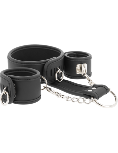 FETISH SUBMISSIVE - VEGAN LEATHER NECKLACE AND HANDCUFFS WITH NOPRENE LINING