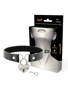 COQUETTE CHIC DESIRE - VEGAN LEATHER NECKLACE WITH HEART ACCESSORY WITH KEY