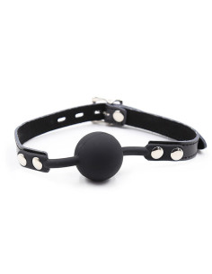 OHMAMA FETISH - SILICONE BALL GAG WITH LEATHER BELT (PADLOCK INCLUDED) 2