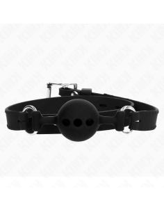 KINK - FULL SILICONE GAG 55 x 2 CM WITH 4 CM BALL SIZE S BLACK ADJUSTABLE 35-51 CM