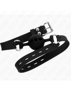 KINK - FULL SILICONE GAG 55 x 2 CM WITH 4 CM BALL SIZE S BLACK ADJUSTABLE 35-51 CM 2