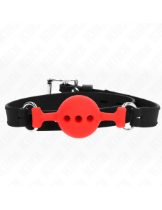 KINK - FULL SILICONE GAG 55 x 2 CM WITH 4 CM BALL SIZE S RED ADJUSTABLE 35-51 CM
