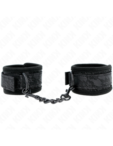 KINK - DARK LACE COVERED WRIST CUFFS NEOPRENE ADJUSTABLE BLACK 20-29 CM X 5 CM