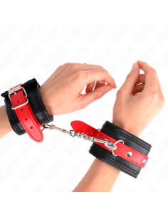 KINK - WRIST RESTRAINTS BLACK WITH RED BELT ADJUSTABLE 17-28 CM X 6 CM