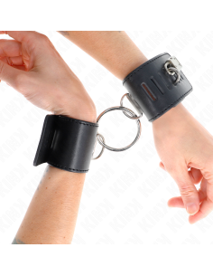 KINK - FIXED WRIST RESTRAINTS WITH RING AND PADLOCK CLOSURE BLACK ADJUSTABLE 16-23 CM X 5.5 CM