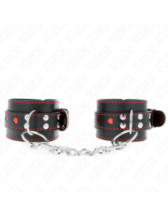 KINK - BLACK WRIST RESTRAINTS WITH RED HEART INLAY ADJUSTABLE 21-28 CM X 5.5 CM 2