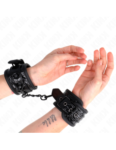 KINK - DIAMOND PATTERN WRIST RESTRAINTS BLACK ADJUSTABLE 17-26 CM X 5.5 CM