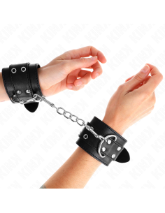 KINK - DOUBLE BUCKLE WRIST RESTRAINTS BLACK ADJUSTABLE 19-26 CM