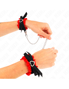 KINK - LACE ELASTIC WRIST RESTRAINTS RED HEART DETAILS ADJUSTABLE 22-35 CM