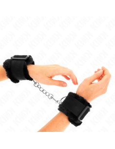 KINK - FURRY LINED WRIST RESTRAINTS BLACK ADJUSTABLE 17-31 CM X 7 CM